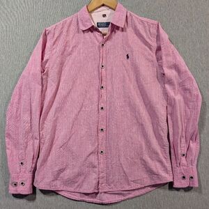 Polo By Ralph Lauren Linen Button Shirt XL Pink Blue Pony
